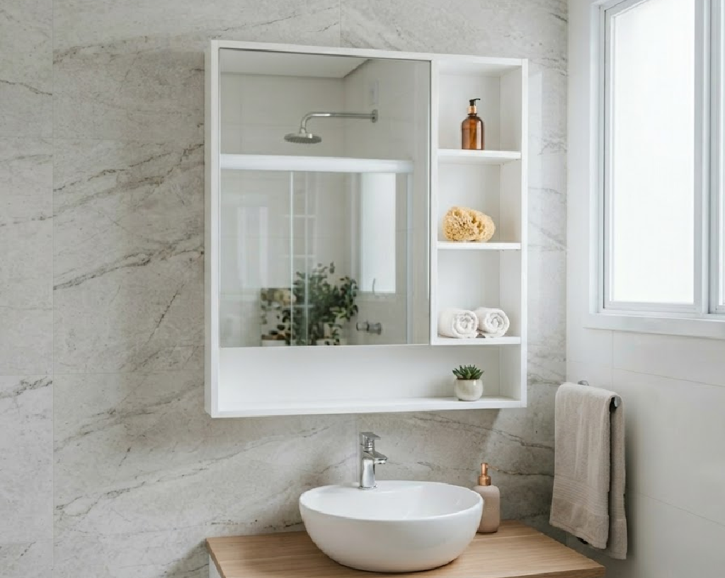 muebles aéreos o flotantes para baño